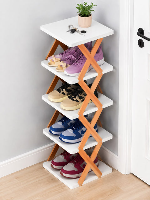 5 Layer High Quality Foldable X Shape Plastic Shoe Rack 5 layer With Box