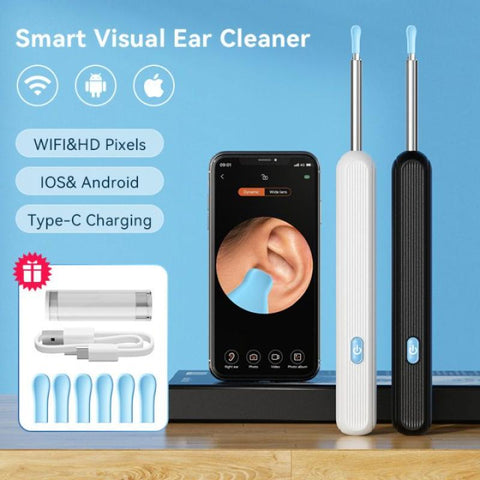 Ear Cleaner High Precision Ear Wax Removal Tool With Camera With LED Light Wireless Cleaner