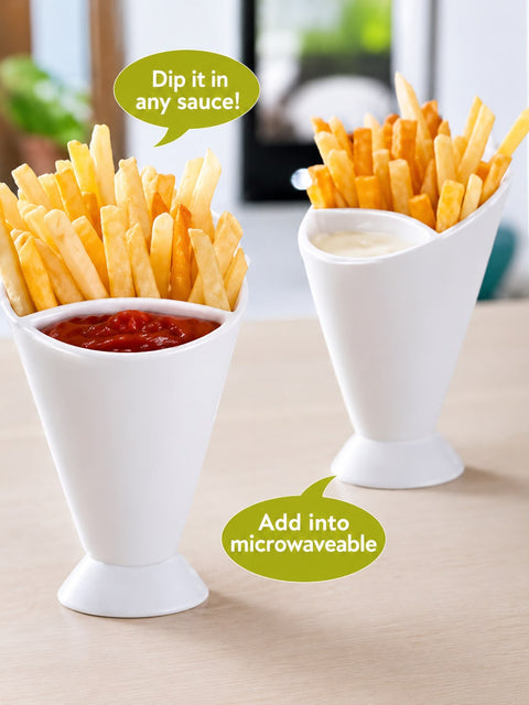 Plastic Cup Self Stand 2 in 1 French Fry Cone Dipping Cup Potato Tool Tableware French Fries Chip Chip Cone Holder Cups