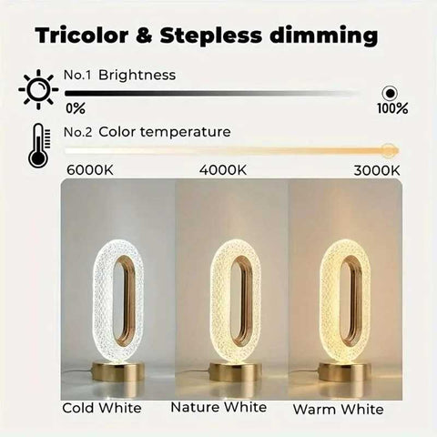 3D Oval Crystal Table Lamp Office USB Charging Night Light for Bedroom Living Room Party Decoration Creative Lamp